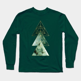 Green Geometric Long Sleeve T-Shirt